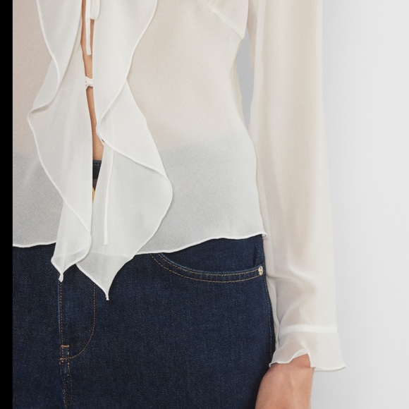 Wilfred x Aritzia “Frenchy” White Ruffle Blouse - Picture 3 of 10